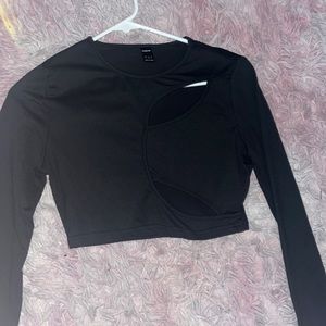 Black cropped, cut out long sleeve